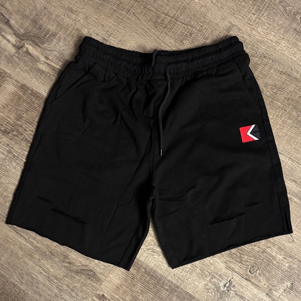 Black Unisex or Men's Shorts with Logo Patch